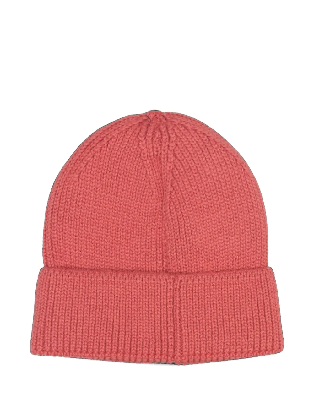 The North Face logo-patch ribbed-knit beanie hat Rood