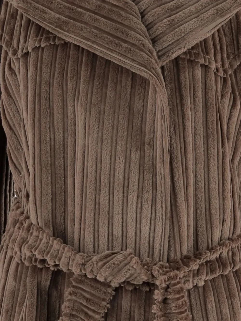 Tagliatore Ribbed Velvet Coat With Belt In Brown