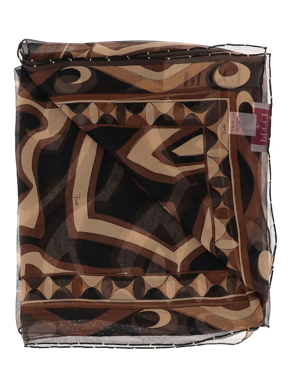 Pucci Geometric-print Silk Scarf In Brown