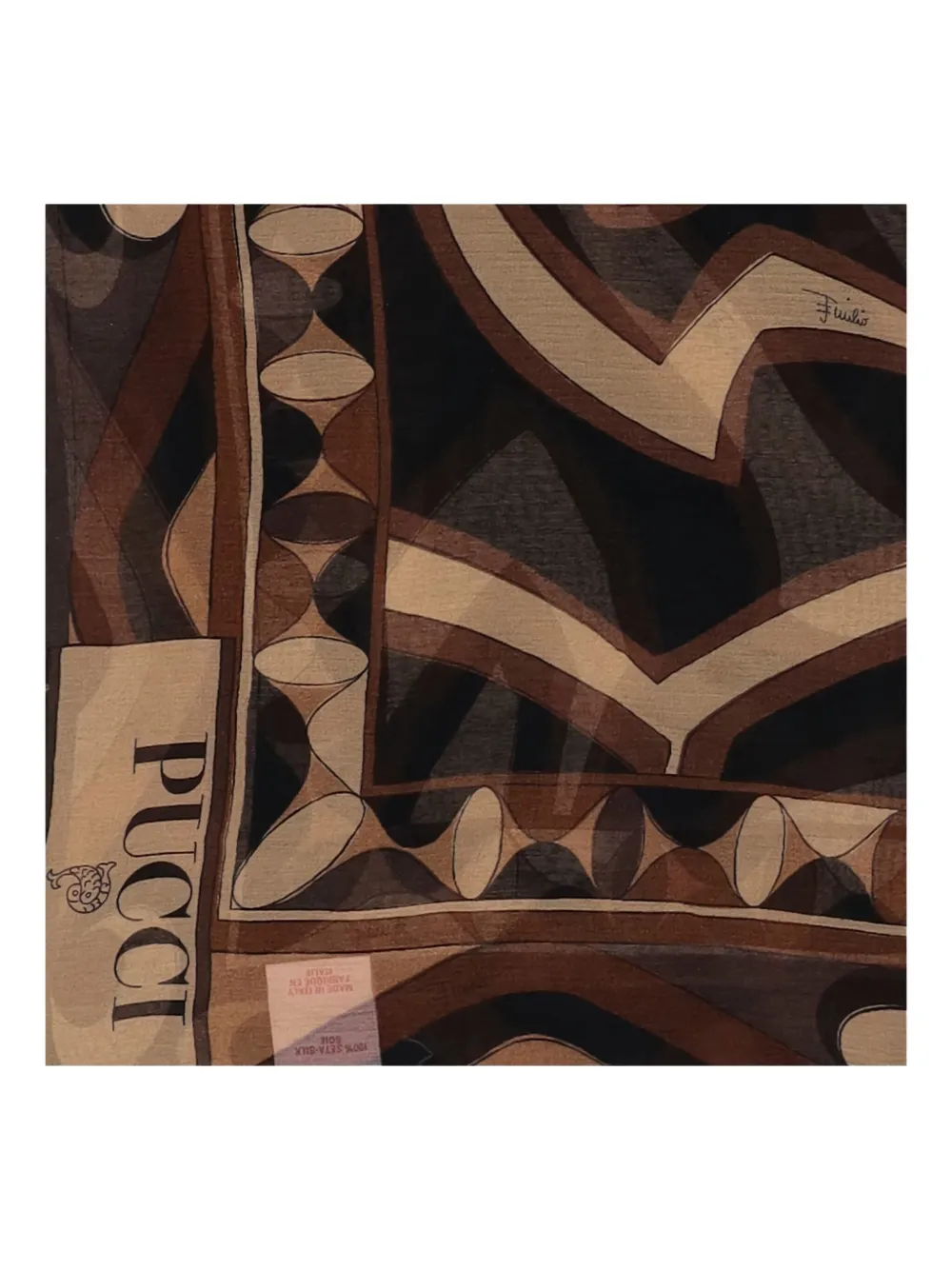 Pucci Geometric-print Silk Scarf In Brown