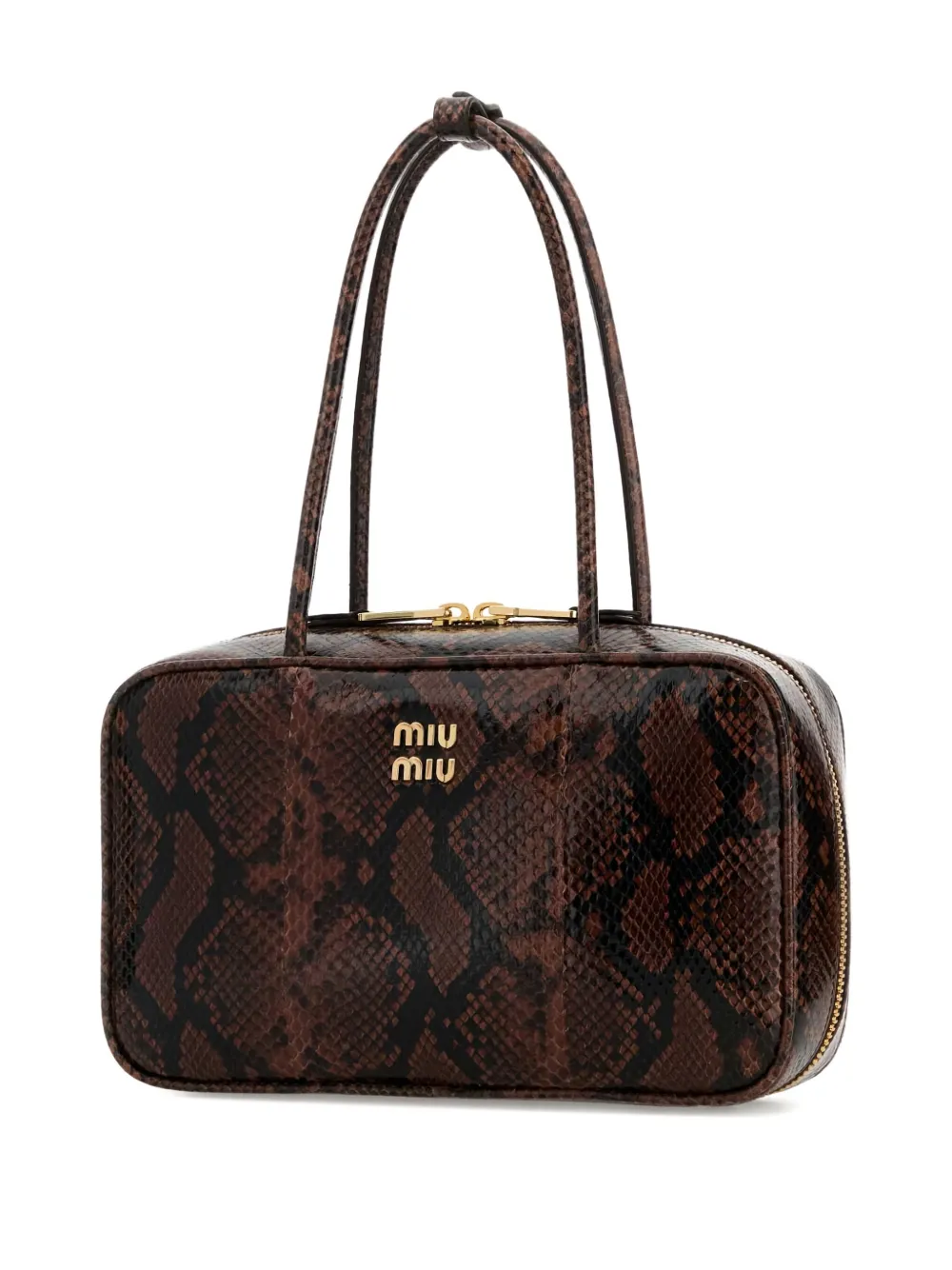 Miu Beau Ayers medium leren schoudertas met print Bruin