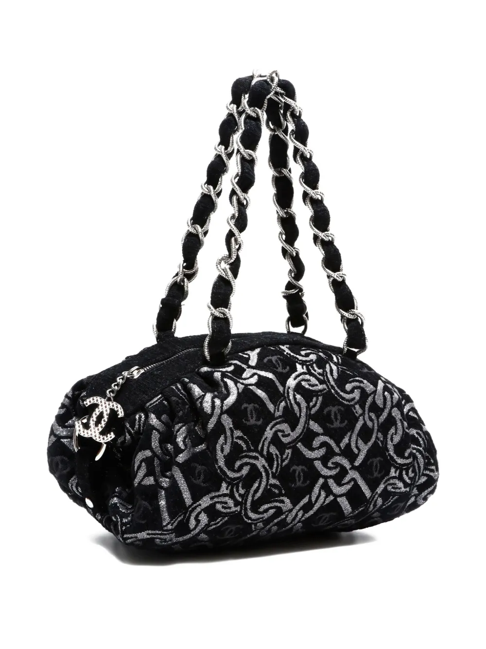 Pre-owned Chanel Chain Motif Shoulderbag In Black