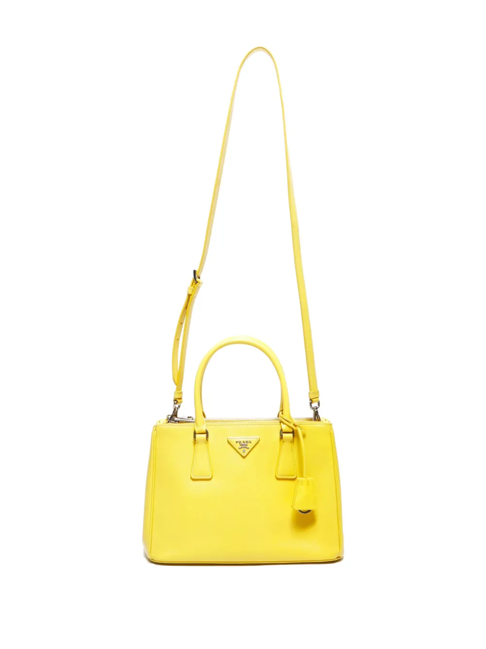 Pre-owned Prada Saffiano 2way Bag In Yellow