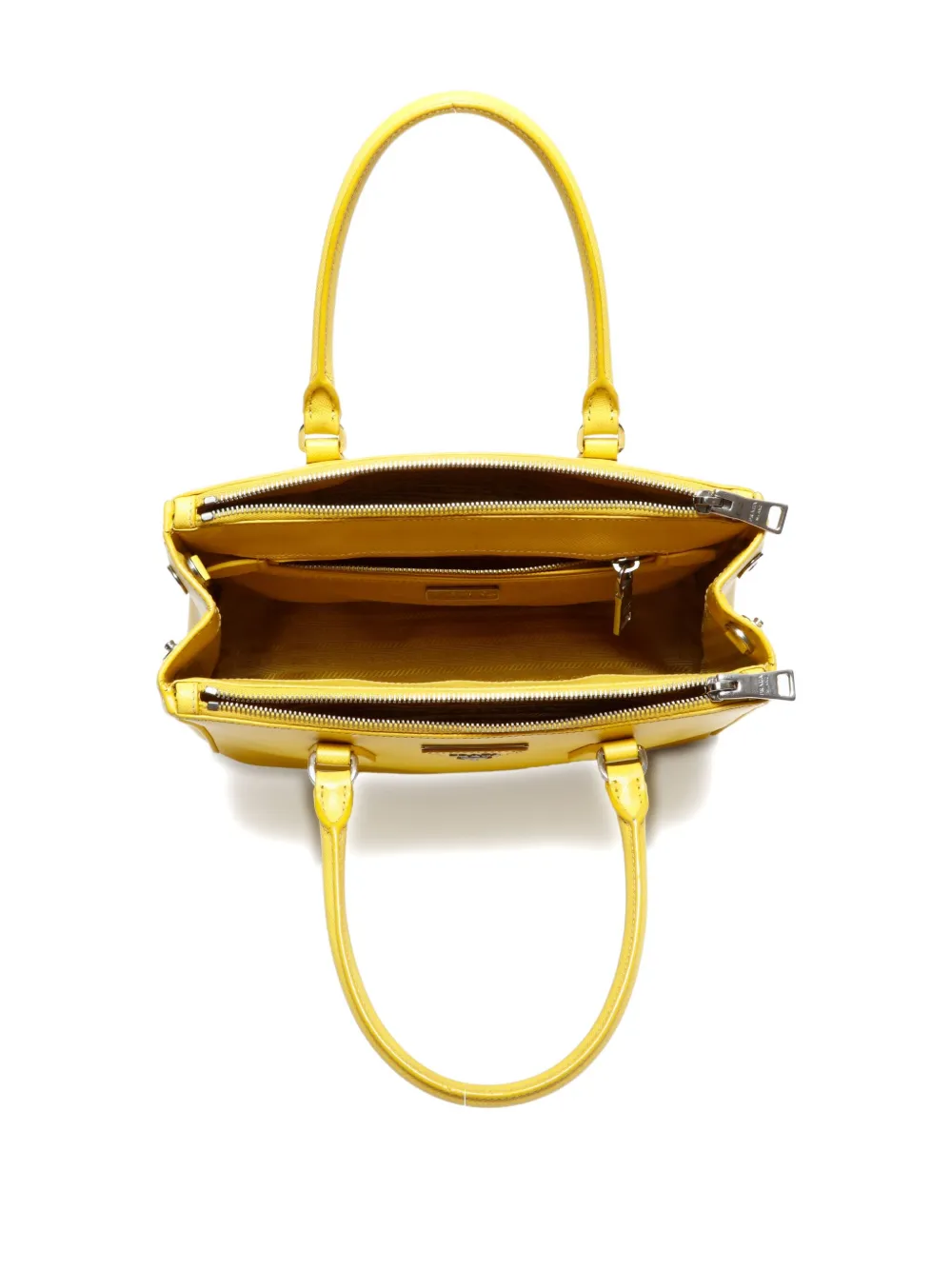 Pre-owned Prada Saffiano 2way Bag In Yellow