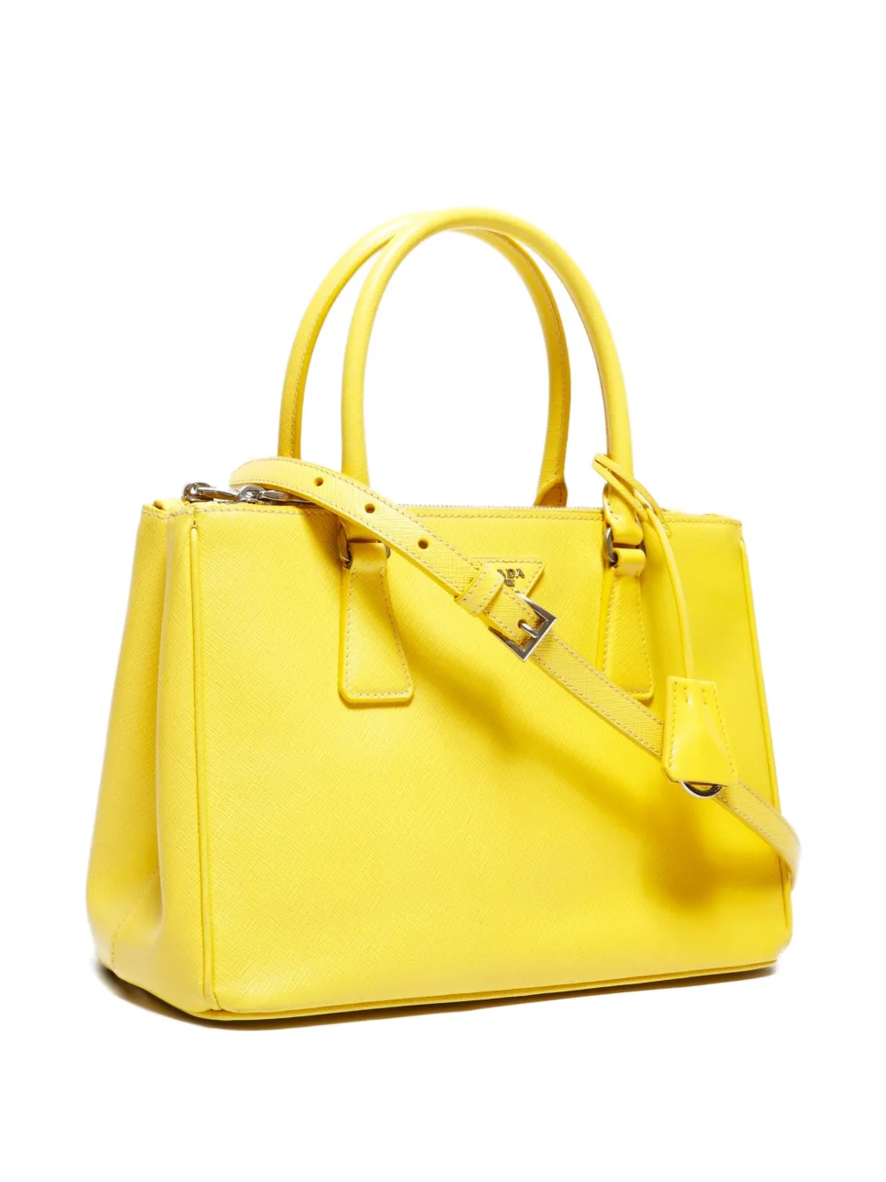 Pre-owned Prada Saffiano 2way Bag In Yellow