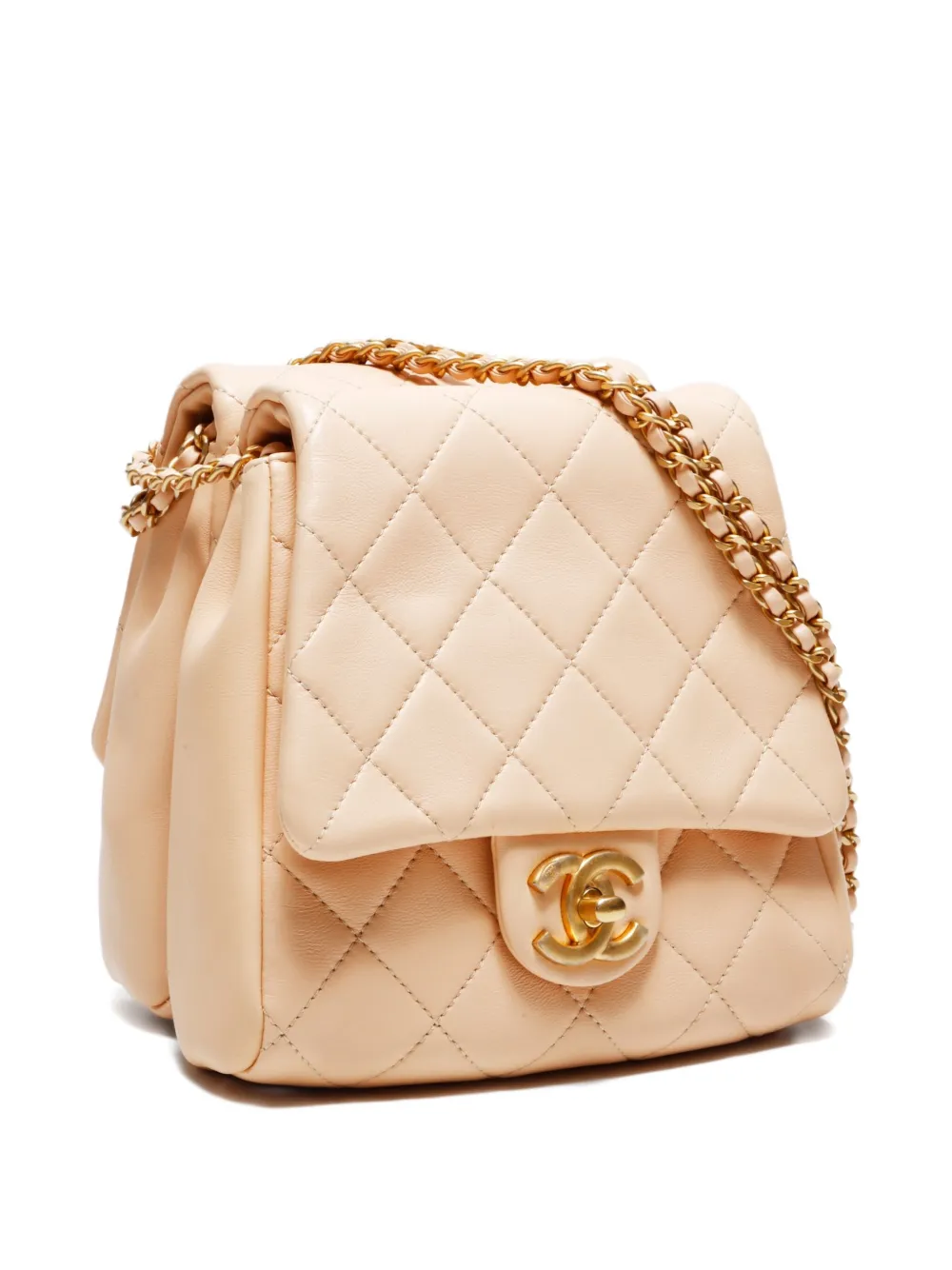 Pre-owned Chanel 2019 Twins Flap Chain Shoulder Bag In Neutral