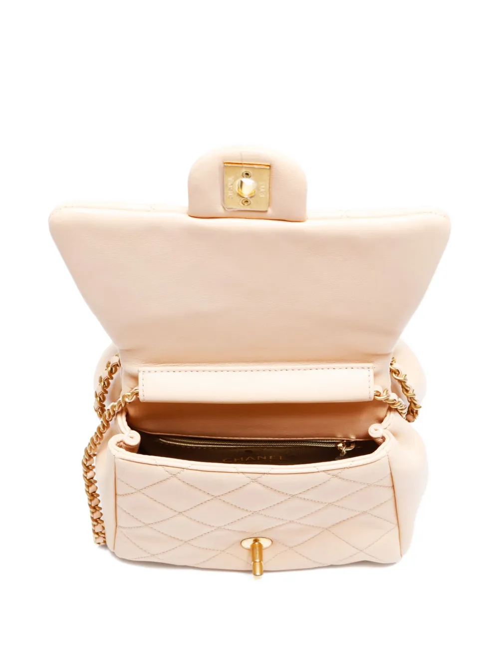 Pre-owned Chanel 2019 Twins Flap Chain Shoulder Bag In Neutral