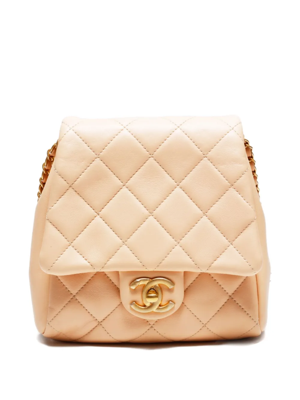 Pre-owned Chanel 2019 Twins Flap Chain Shoulder Bag In Neutral