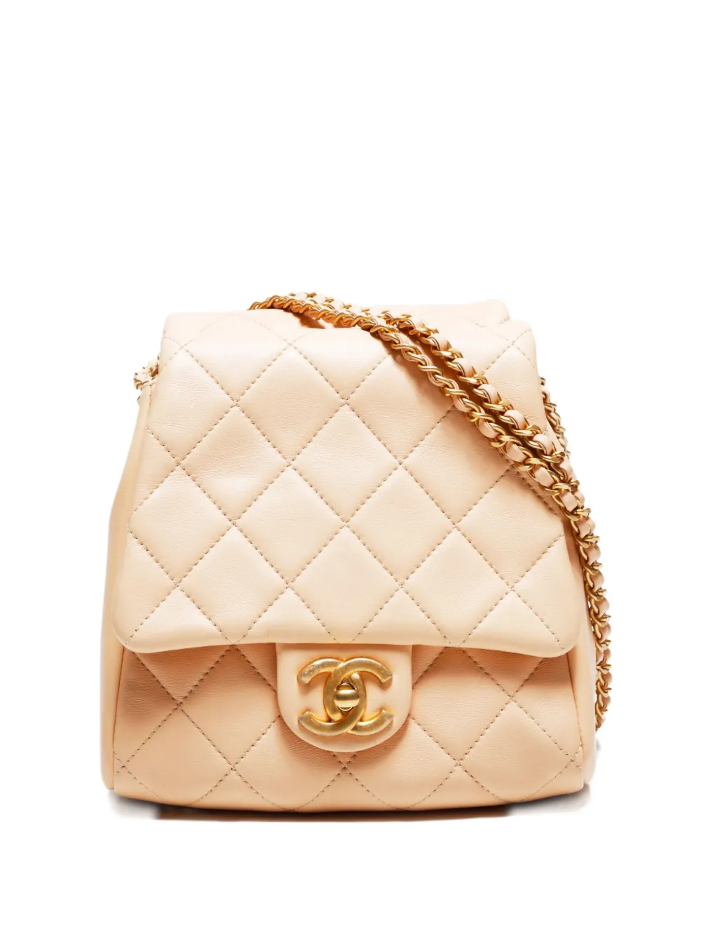 Pre-owned Chanel 2019 Twins Flap Chain Shoulder Bag In Neutral