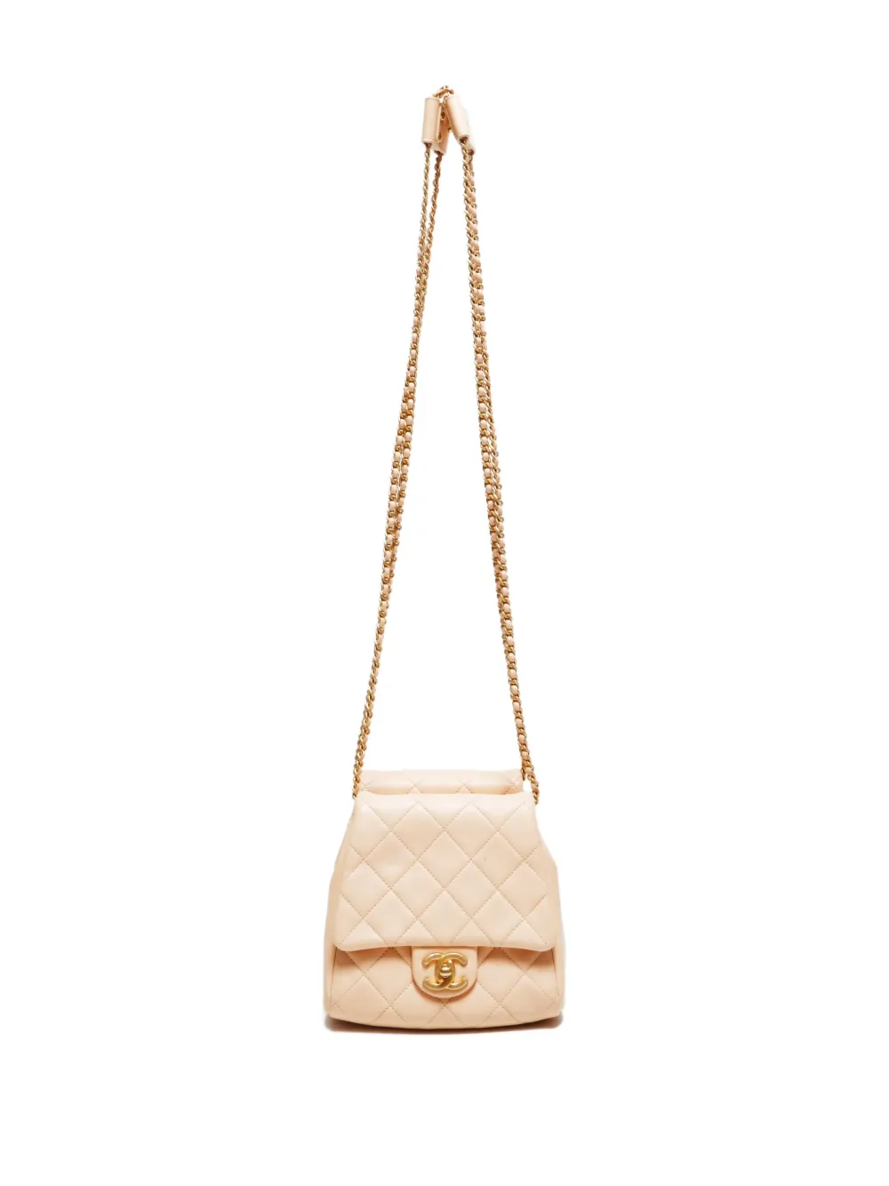Pre-owned Chanel 2019 Twins Flap Chain Shoulder Bag In Neutral