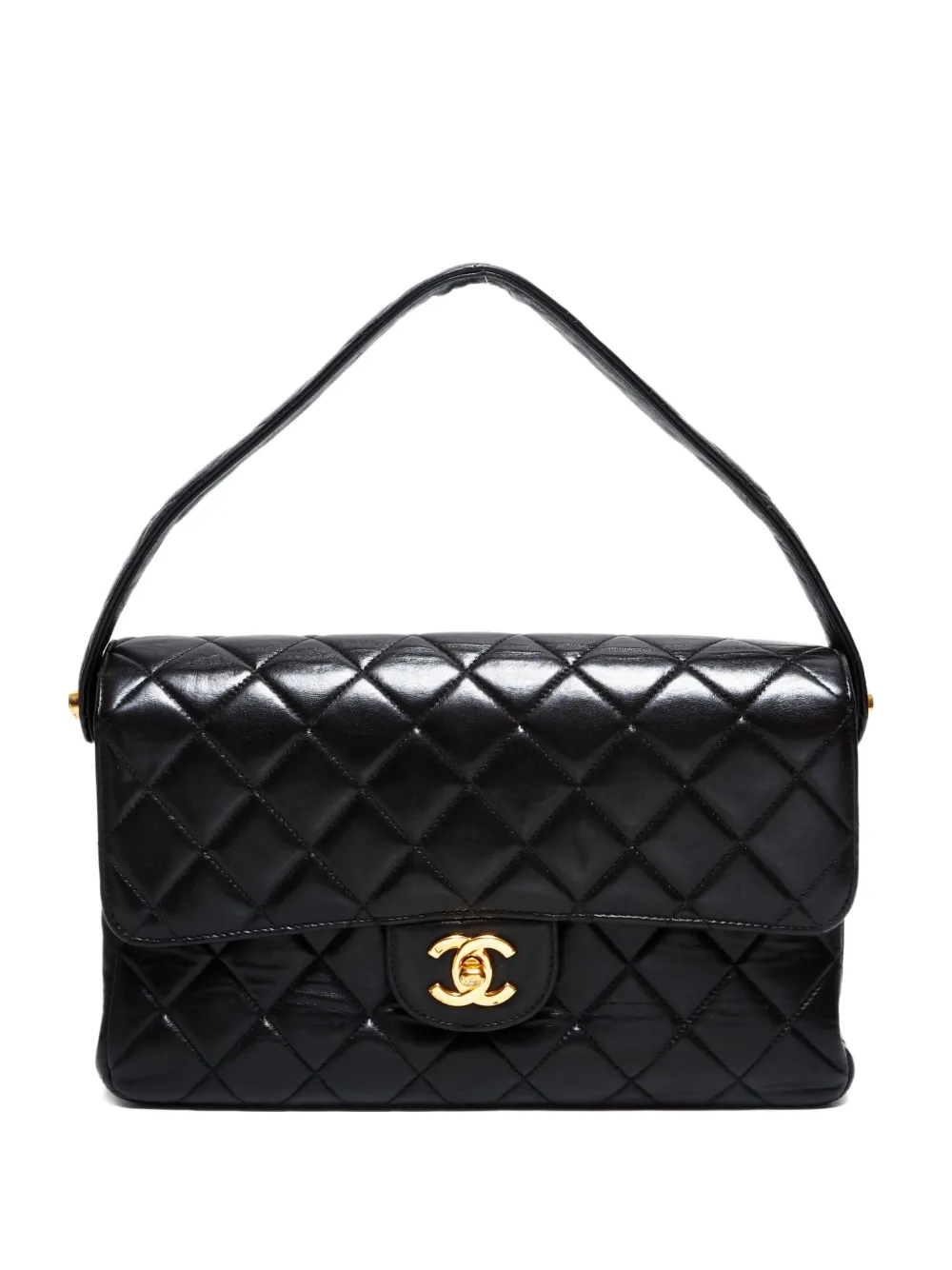 Pre-owned Chanel 1996-1997 Quilted Double Face Shoulder Bag In Black