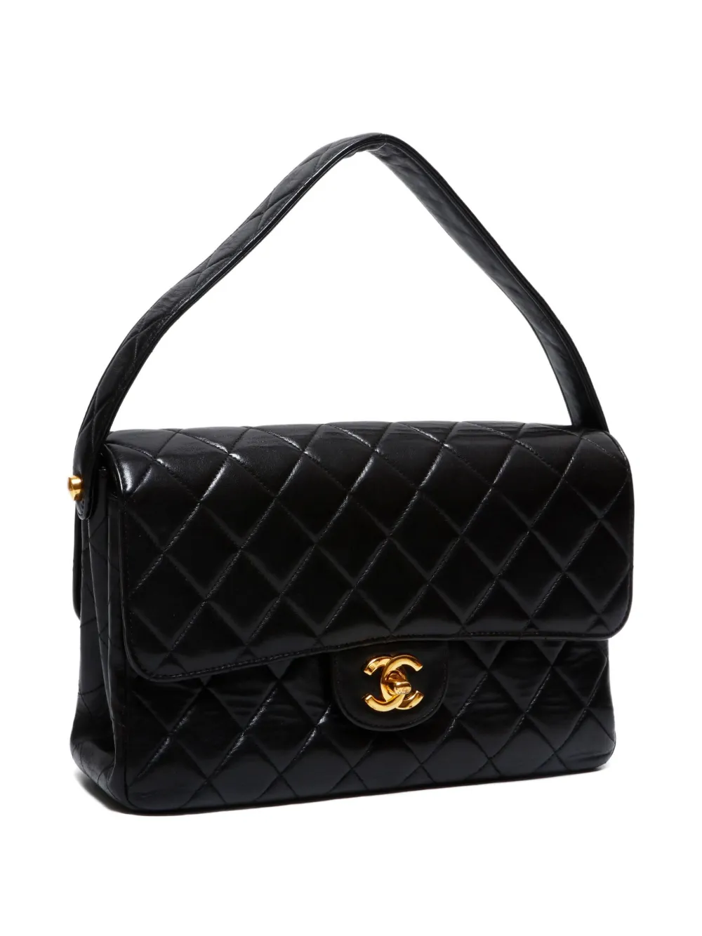 Pre-owned Chanel 1996-1997 Quilted Double Face Shoulder Bag In Black