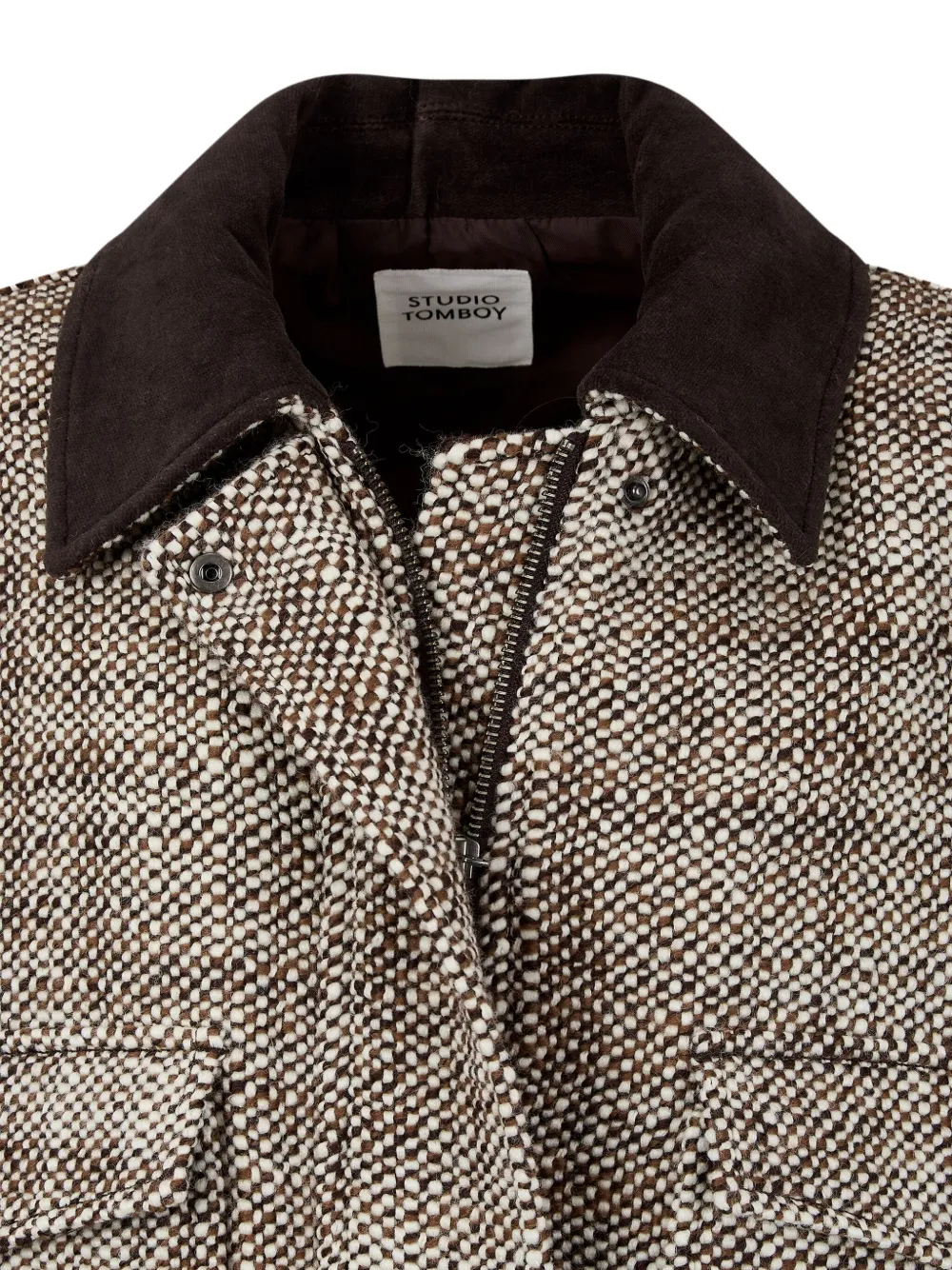 Studio Tomboy Corduroy-collar Jacket In Brown