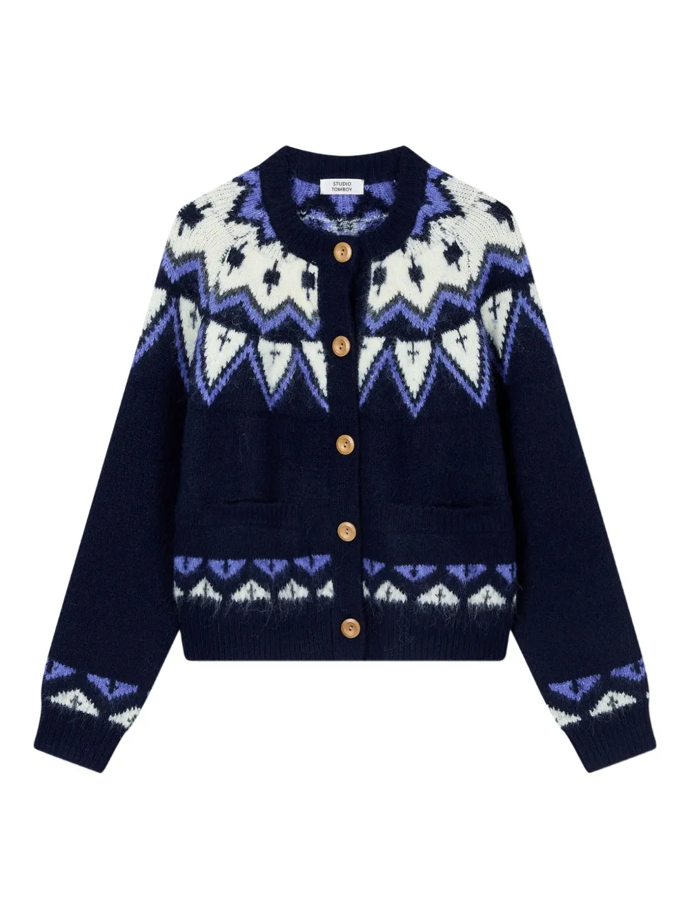Studio Tomboy Round Neck Cardigan In Multi