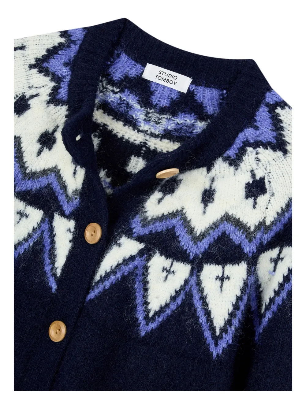 Studio Tomboy Round Neck Cardigan In Multi