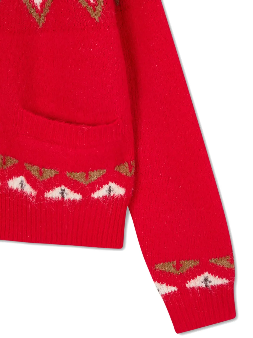 Studio Tomboy Round Neck Cardigan In Red