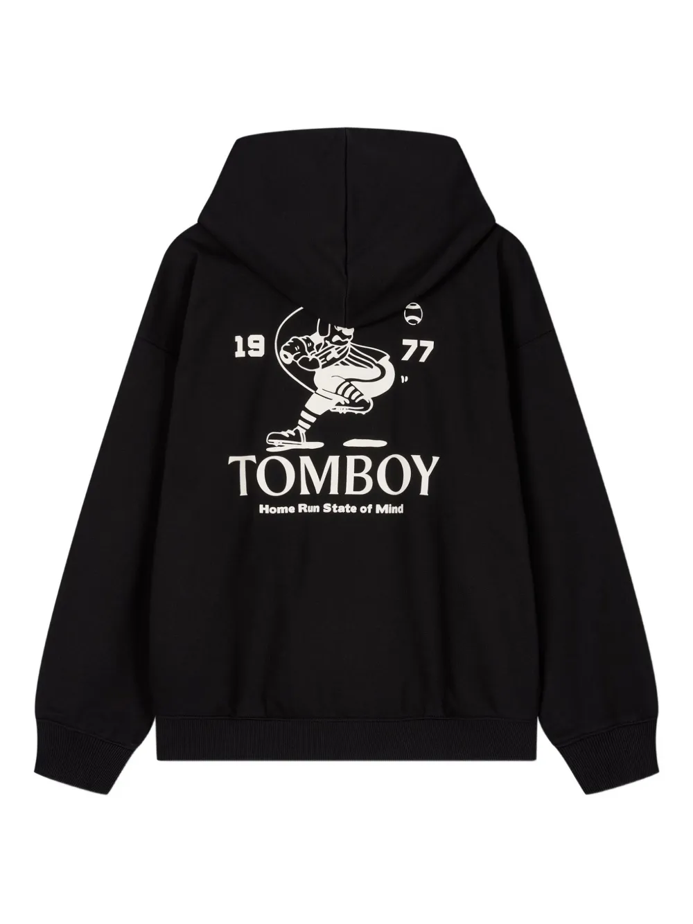 STUDIO TOMBOY baseball bear-print hooded sweatshirt - Zwart