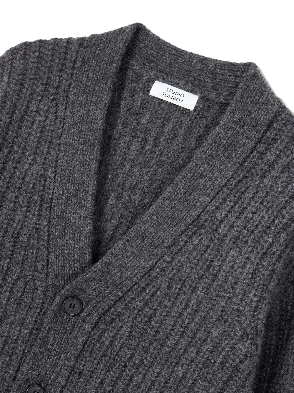 Studio Tomboy Patch Pocket Cardigan In Gray