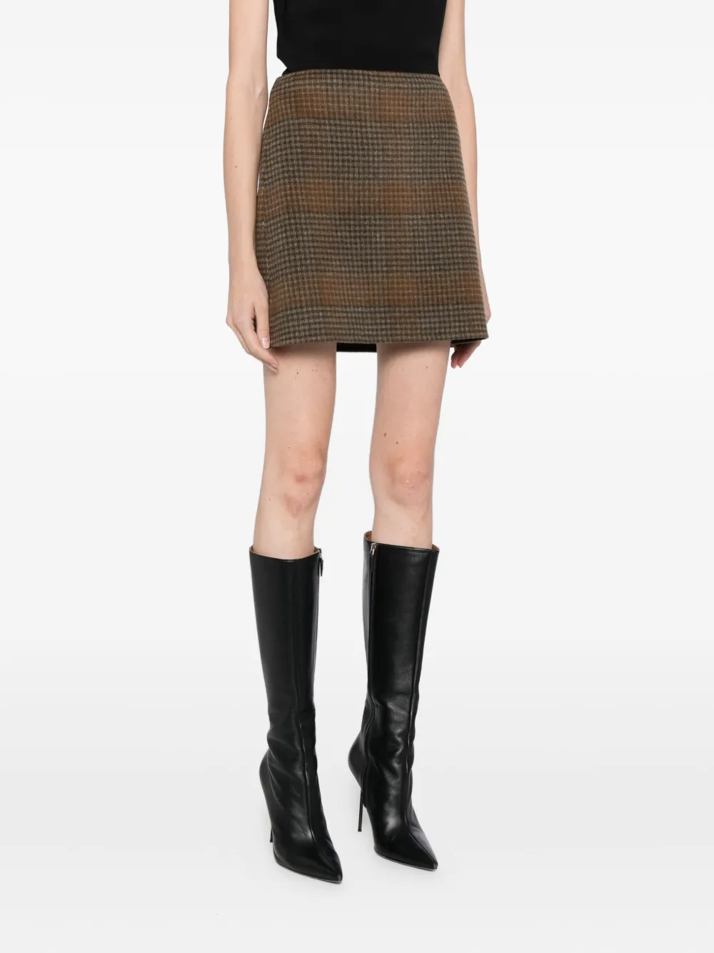 Theory Plaid Mini Skirt In Brown