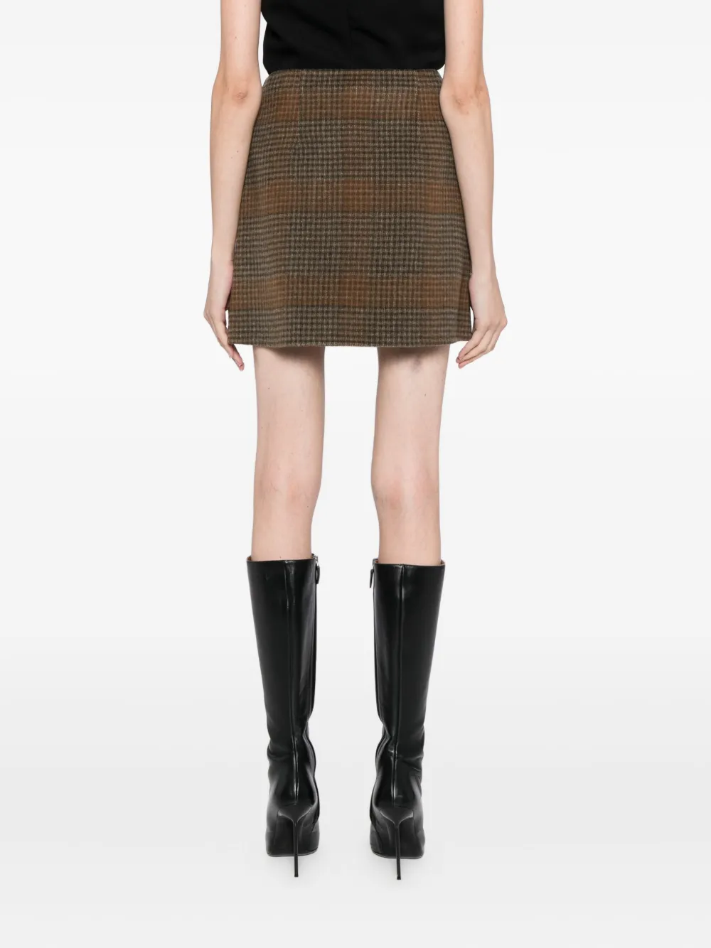 Theory Plaid Mini Skirt In Brown