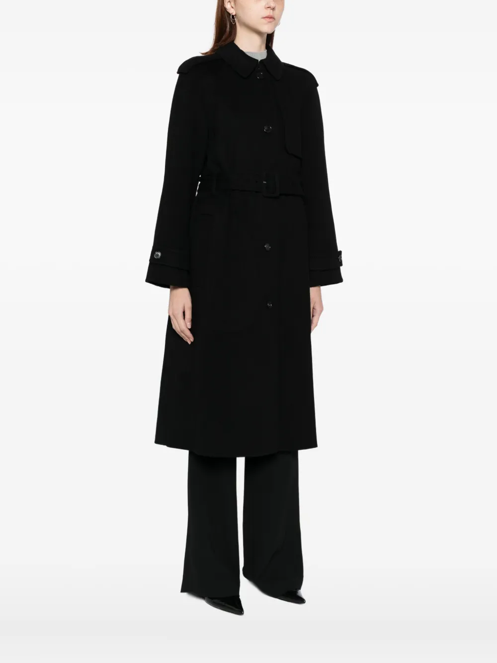 Theory Single-breasted Trench Coat In Black