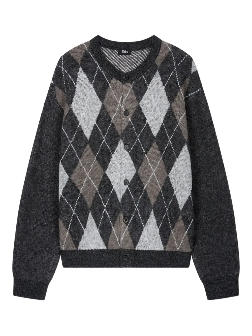 STUDIO TOMBOY diamond-pattern cardigan | Grey | Image 1