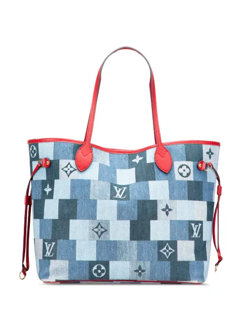 Louis Vuitton Pre-Owned 2019-2025 Monogram Denim Patchwork Neverfull MM tote bag