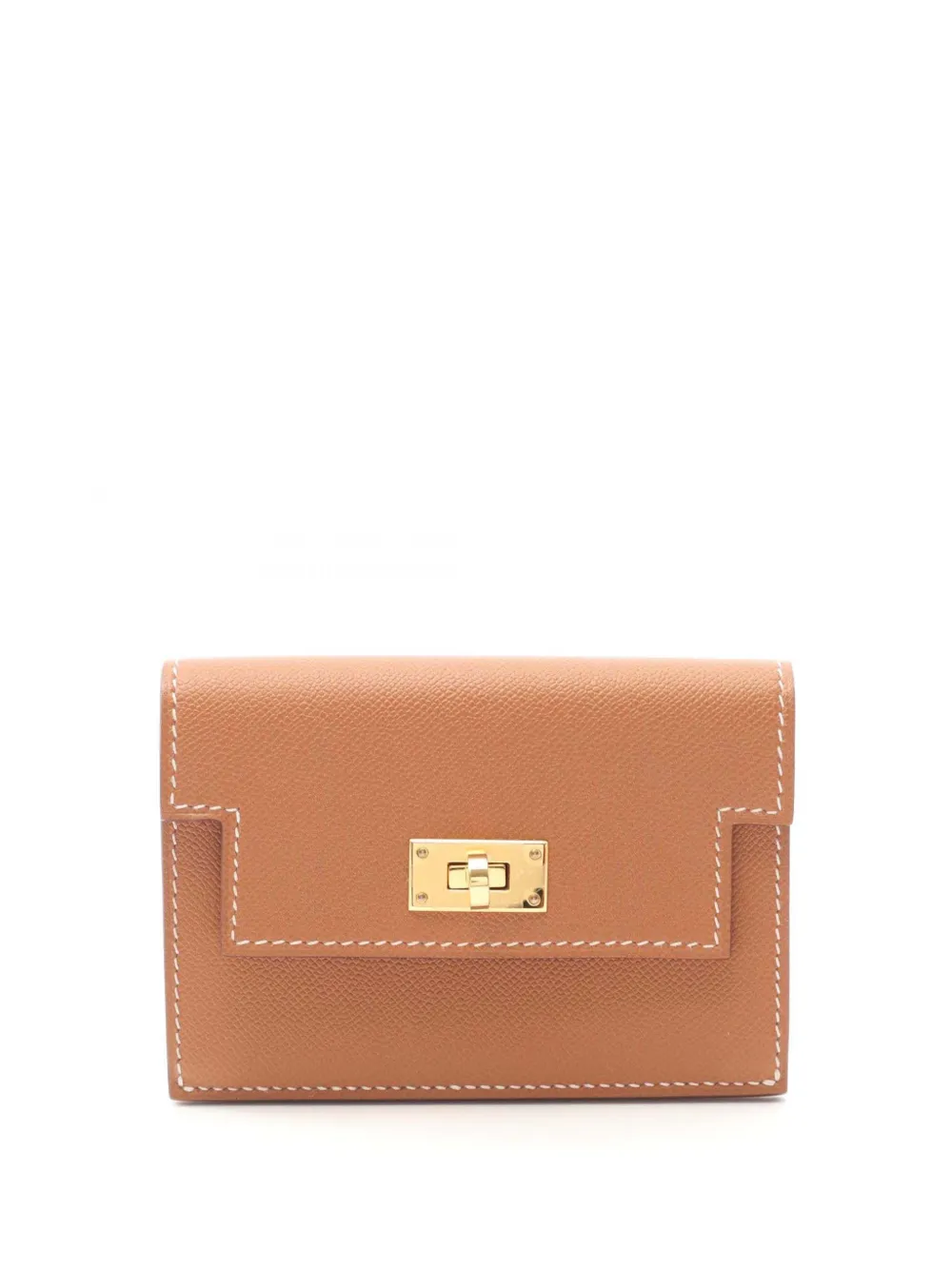 Pre-owned Hermes 2024 Madame Vauxhall Kelly Pocket Slim Wallet Small Wallets In Brown