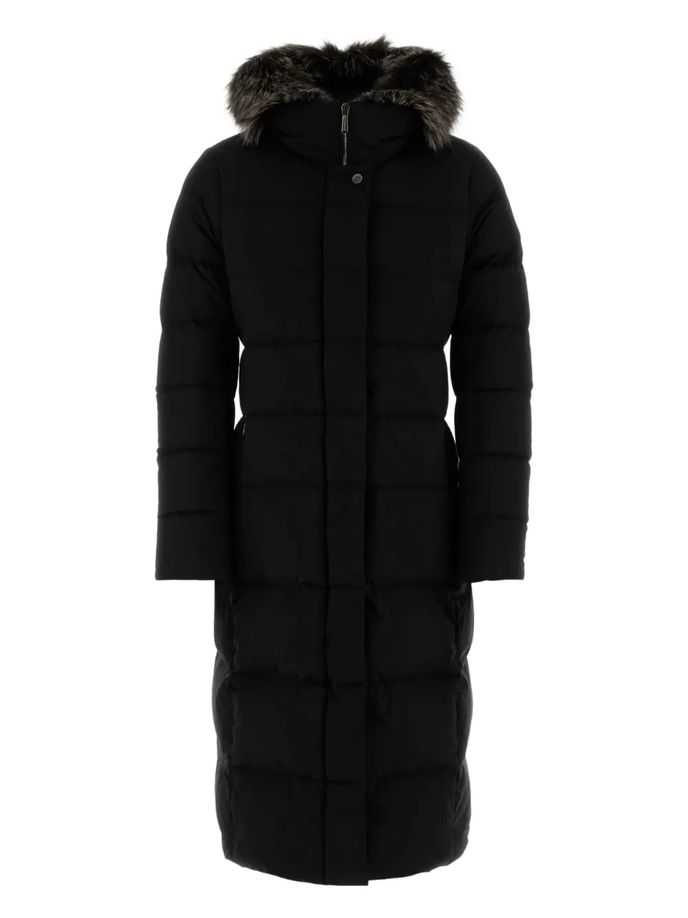 Moorer Padded Quilted Jacket Removable Hood In Black
