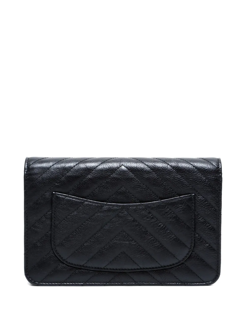 Pre-owned Chanel 2016-2017 Chevron-quilting Chain-strap Shoulder Bag In Black