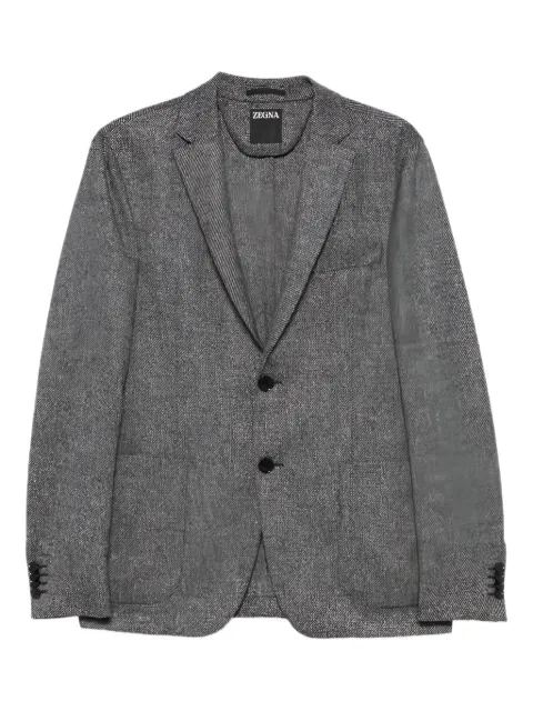 Zegna buttoned herringbone-pattern blazer