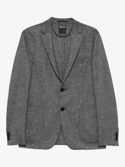 Zegna buttoned herringbone-pattern blazer