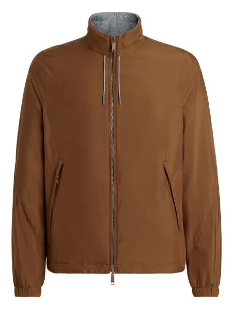 Zegna zip-up leather-detail jacket