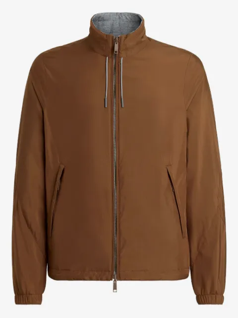 Zegna zip-up leather-detail jacket