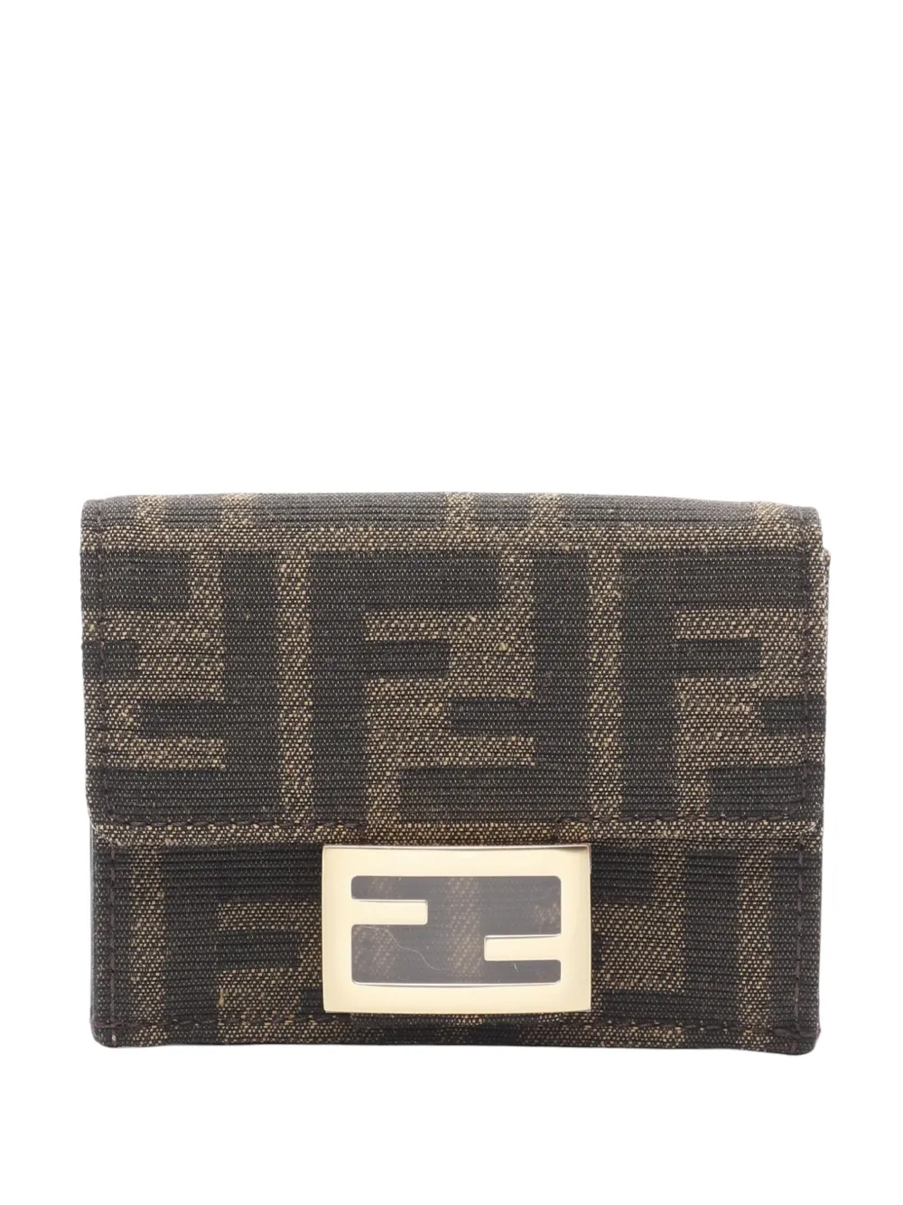 Fendi Pre-Owned 2010-2025 Micro Zucca Canvas Baguette Trifold Wallet small wallets | Brown | Image 1