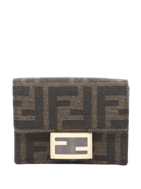 Fendi Pre-Owned 2010-2025 Micro Zucca Canvas Baguette Trifold Wallet small wallets