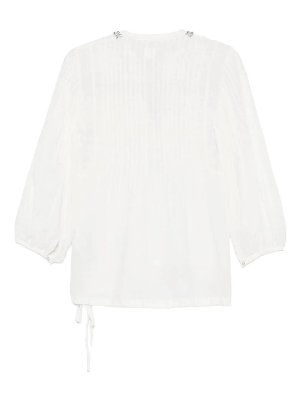 120% Lino embellished V-neck blouse - Wit