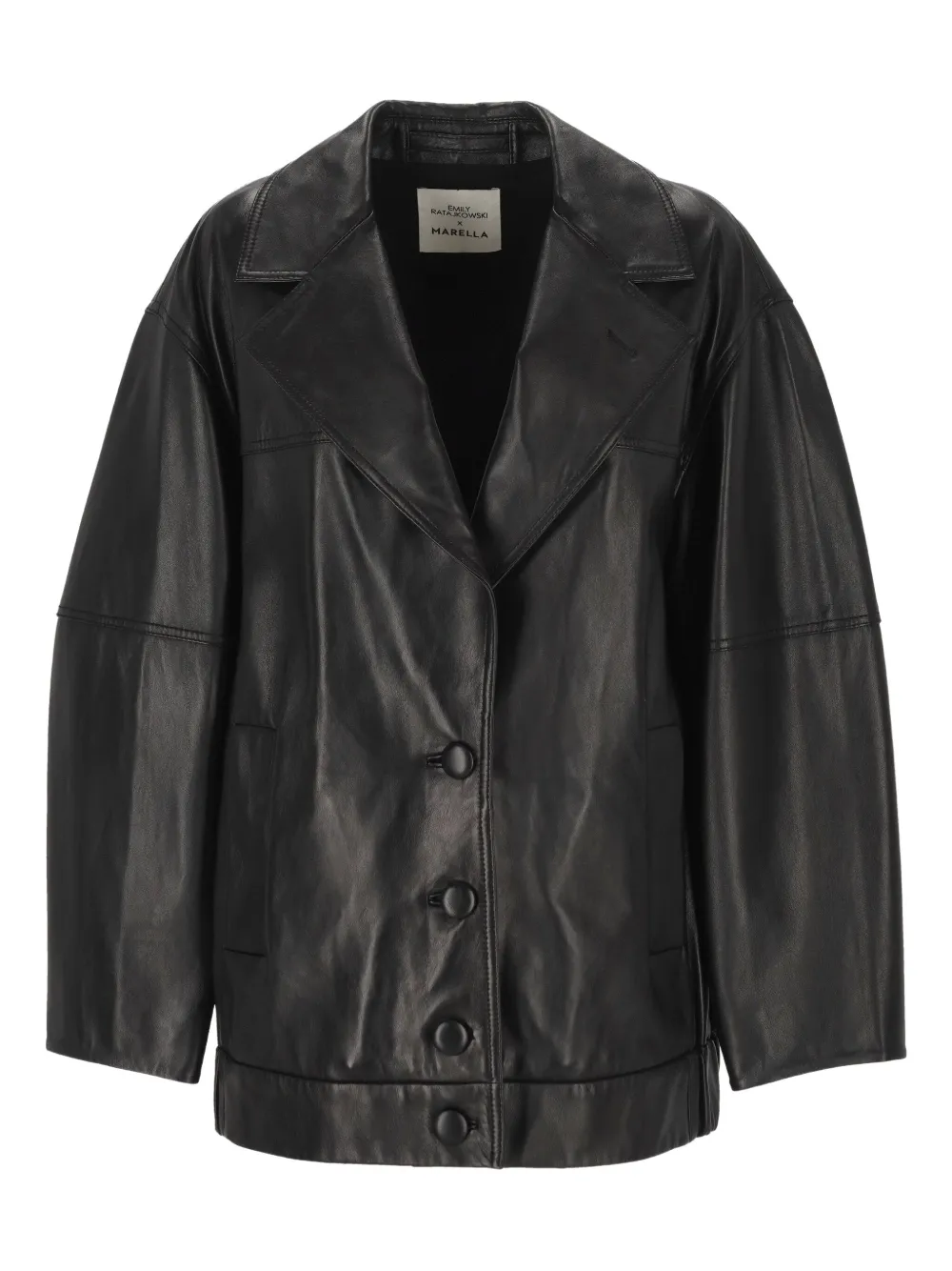 Marella blazer-inspired leather jacket | Black | Image 1