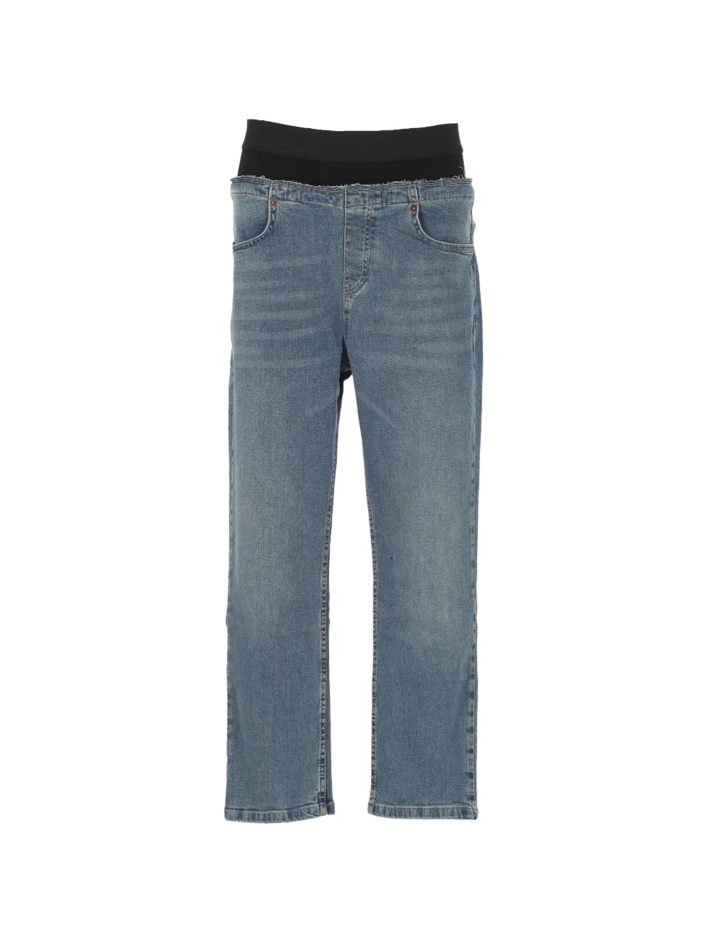 Prototypes Layered-waistband Whiskered Jeans In Blue