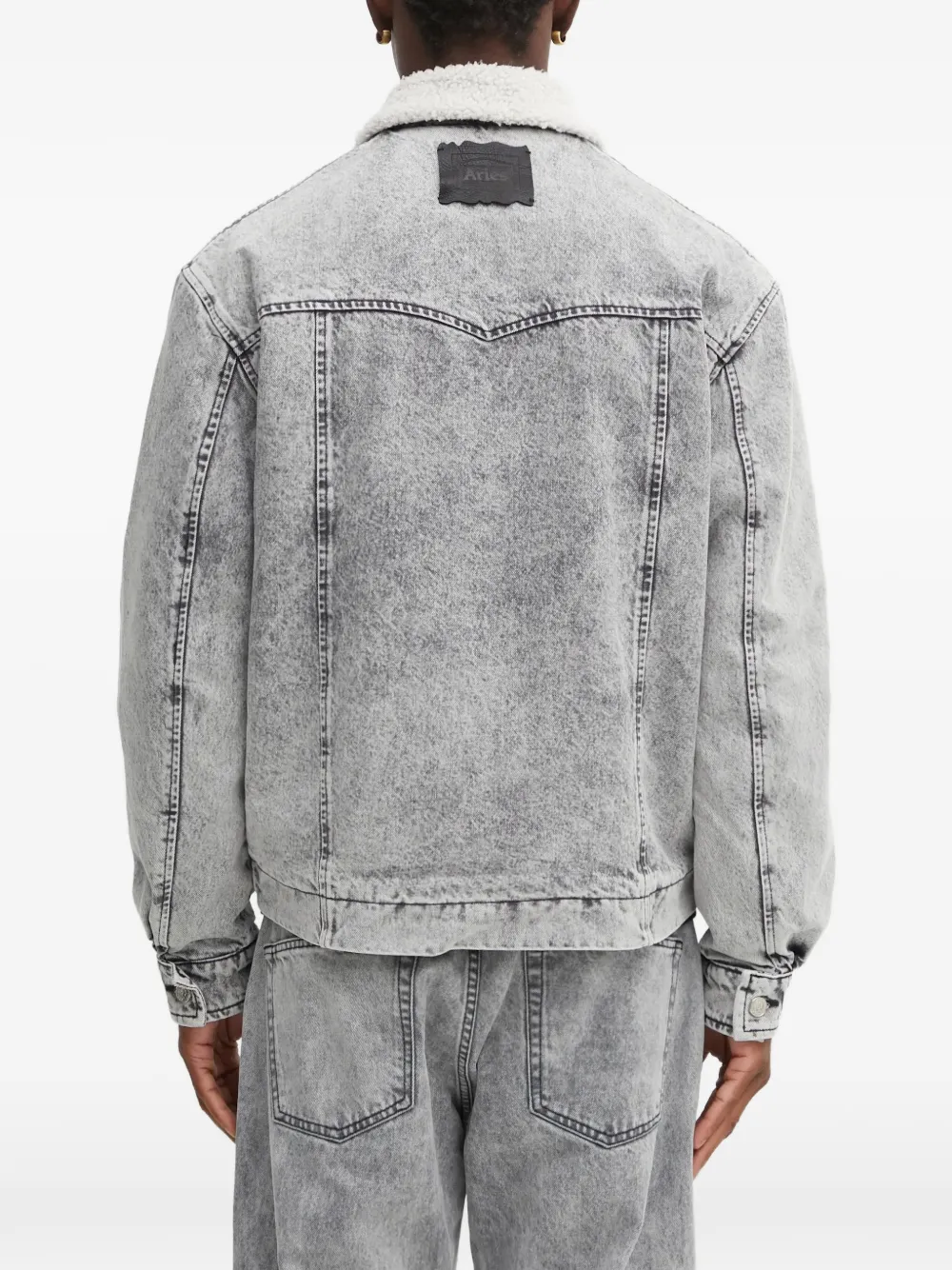 Aries Sherpa-collar Denim Jacket - Grey 