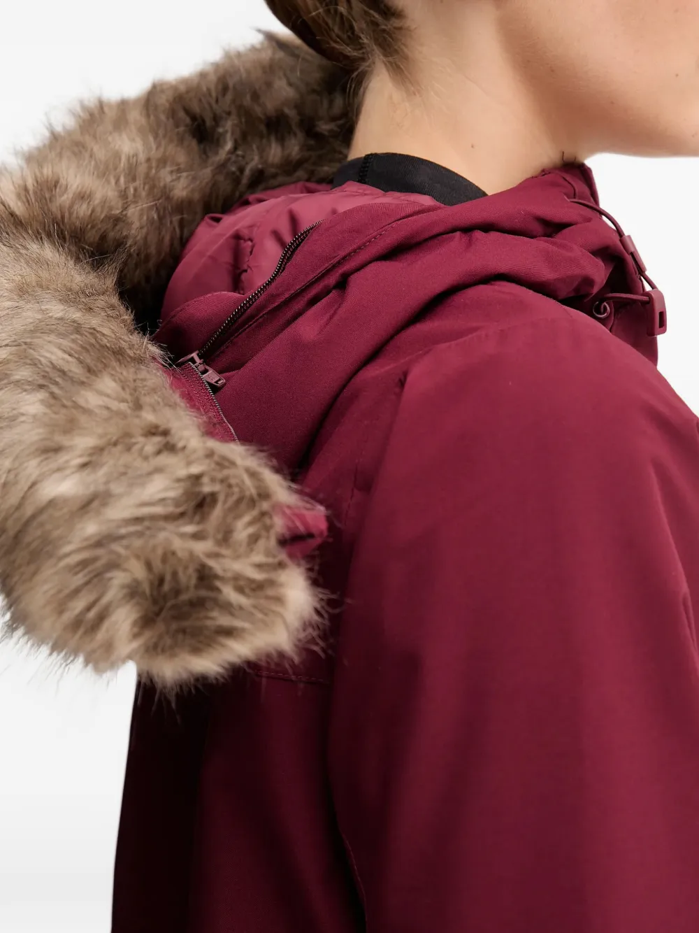 Columbia Ava Alpine Faux Fur-trim Hooded Ski Jacket In Red