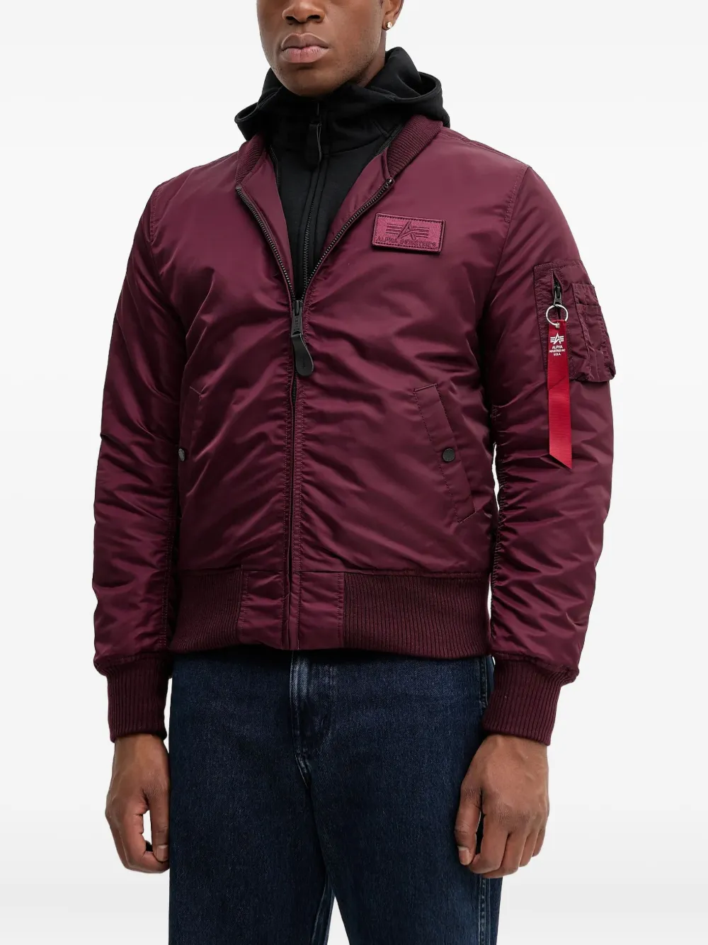 Alpha Industries MA-1 D-Tec bomberjack met capuchon Rood