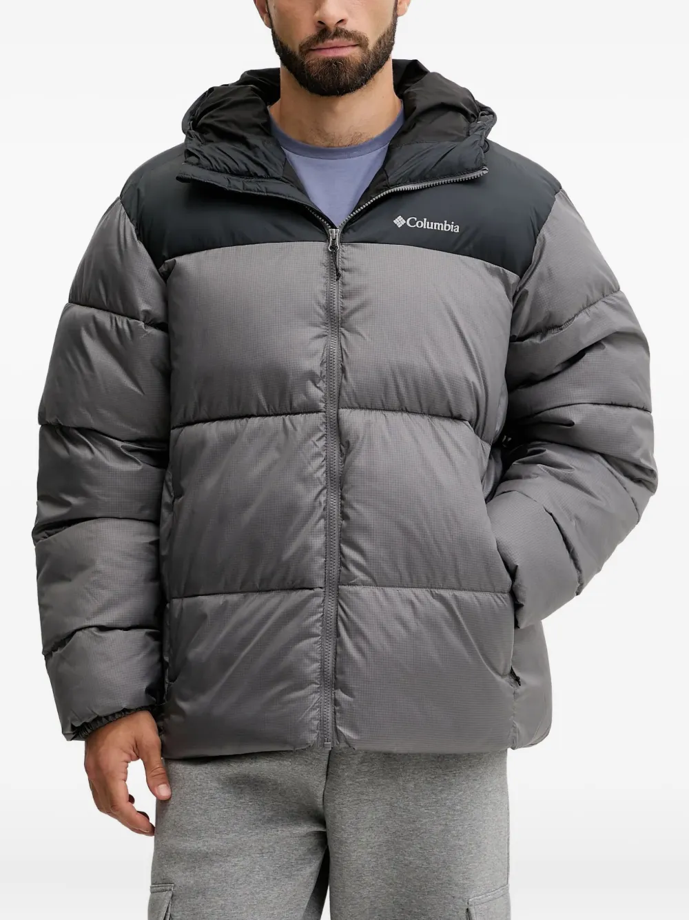 Columbia フーデッド パデッドジャケット - グレー Columbia フーデッド パデッドジャケット - グレー