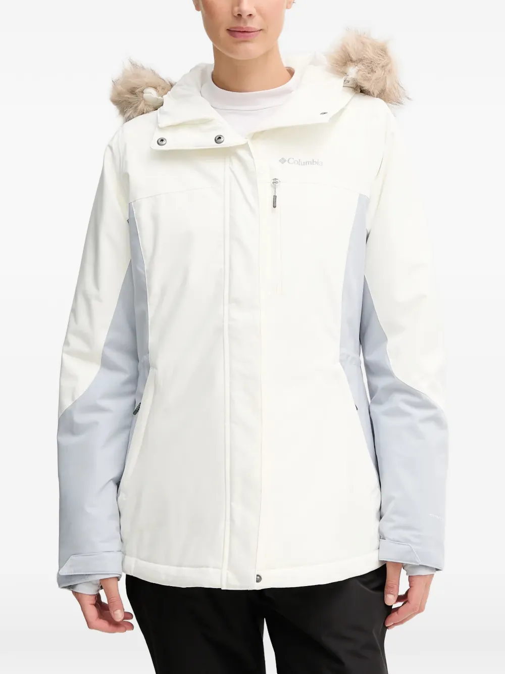 Columbia Ava Alpine Faux-fur Hooded Ski Jacket In White