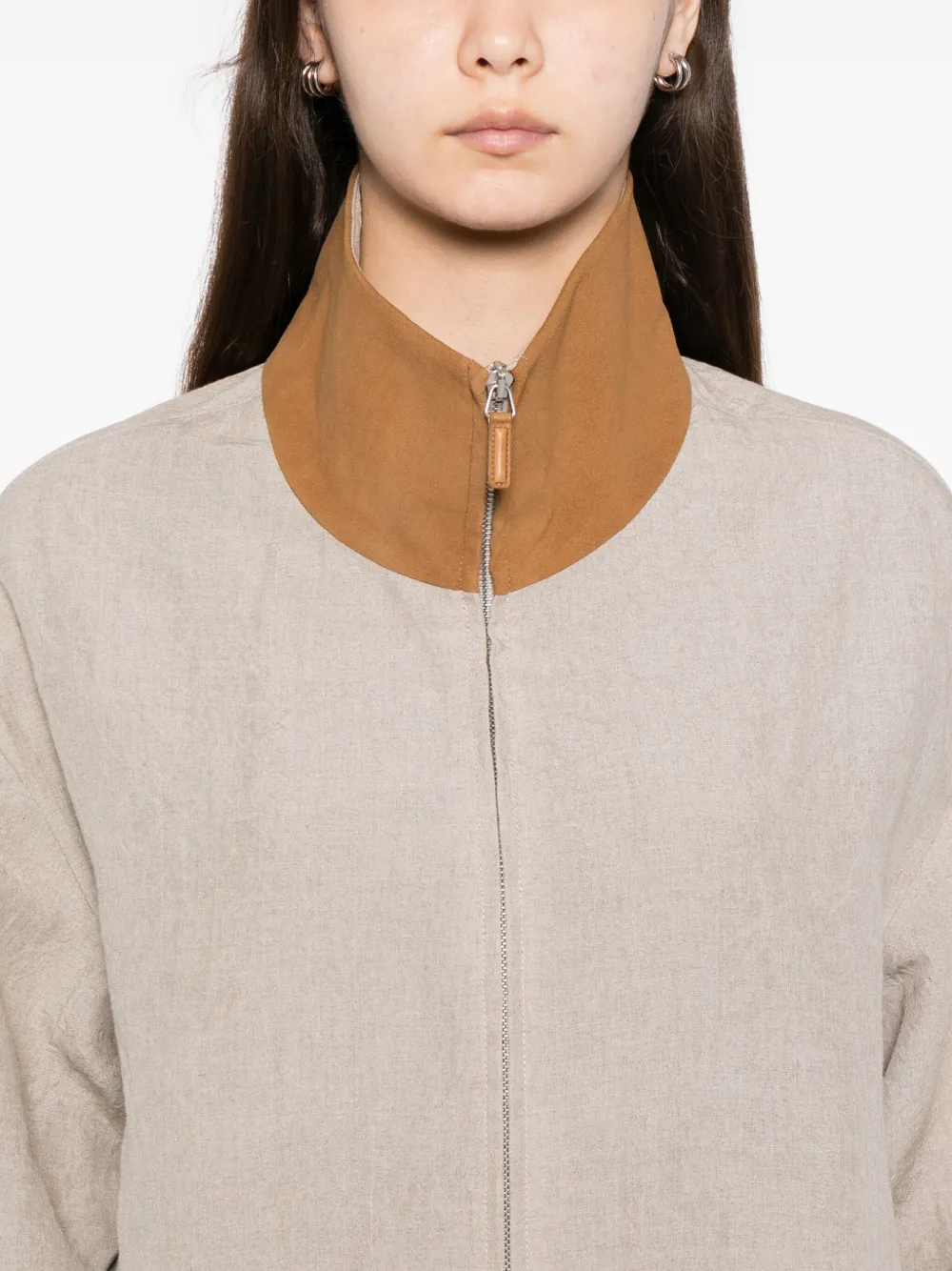 James Perse Linen Track Jacket In Neutral