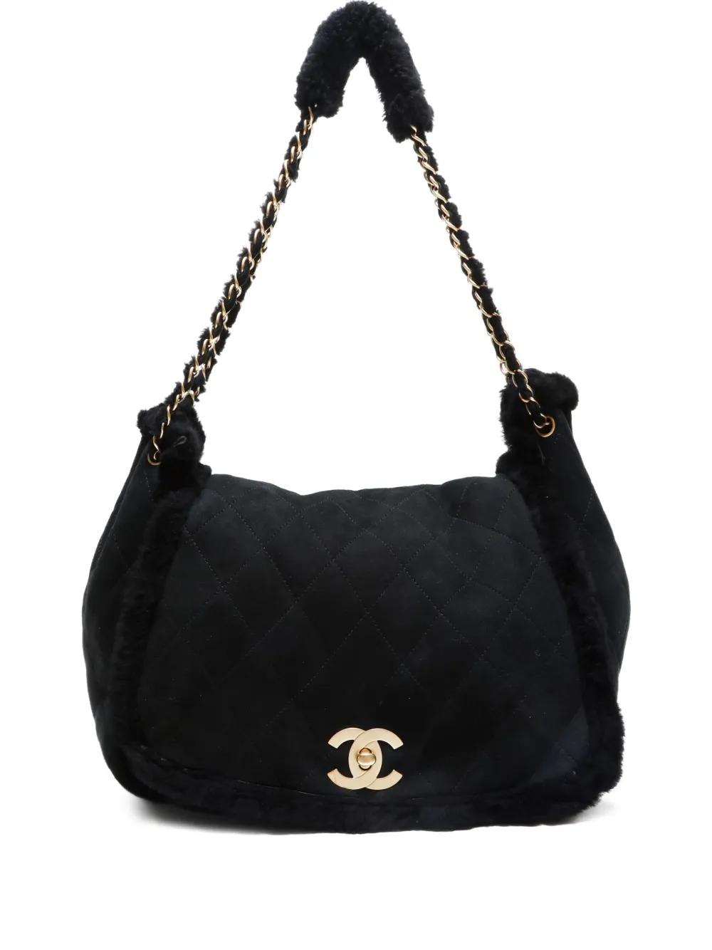 CHANEL Pre-Owned 2004-2005 マトラッセ ムートン ショルダーバッグ - ブラック