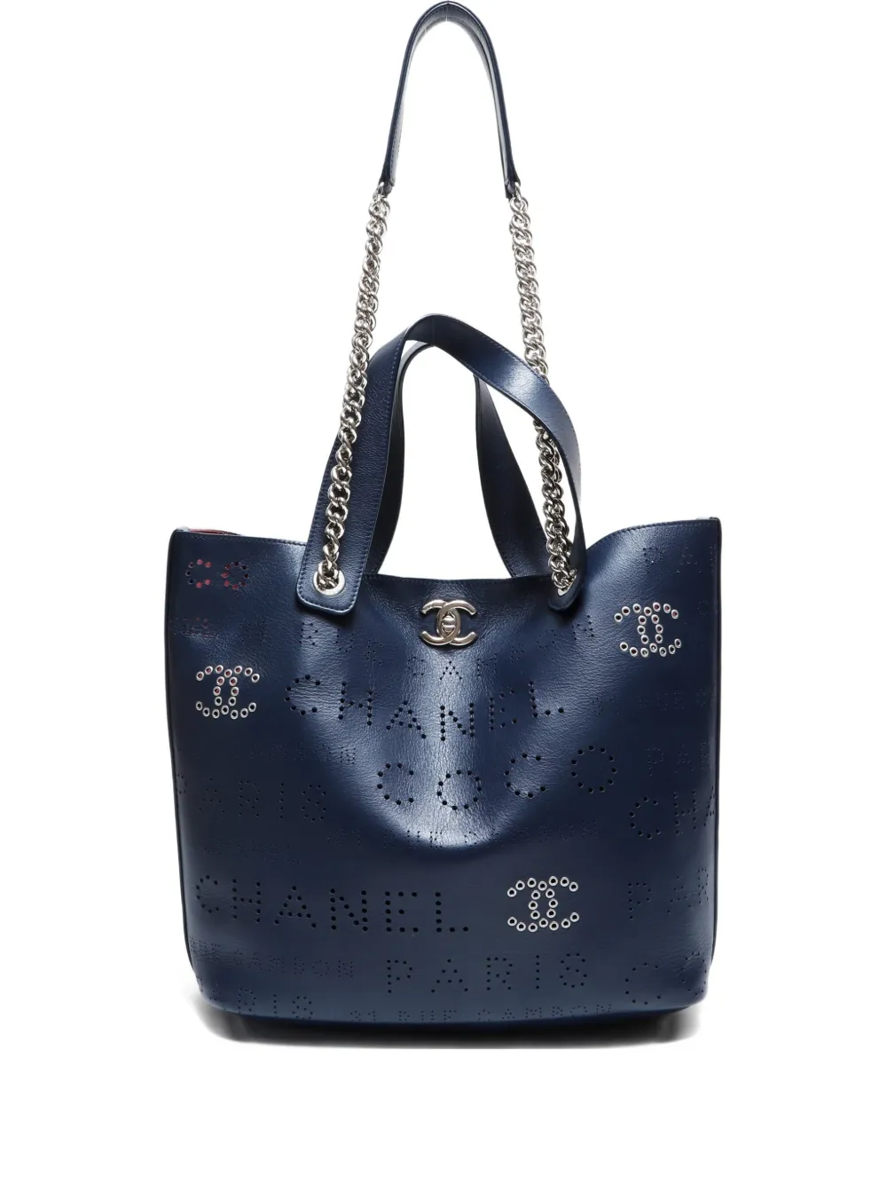 CHANEL Pre-Owned 2019 ロゴ チェーン ハンドバッグ - ブルー