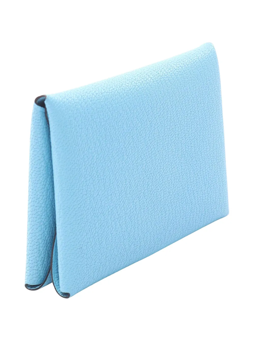 Pre-owned Hermes 2025 Chevre Mysore Calvi Duo Compact Card Holder In Blue