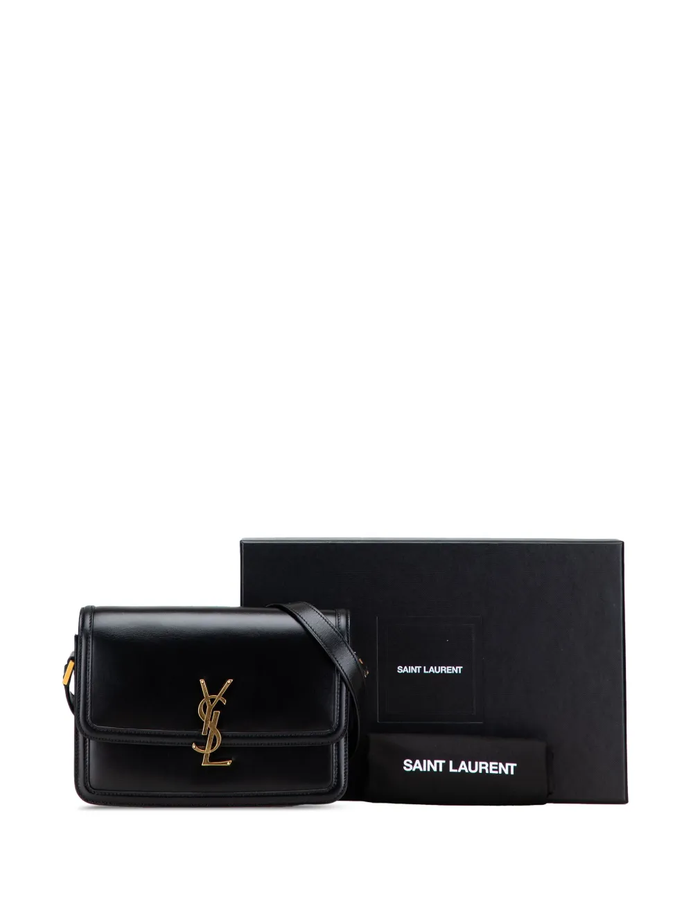 Pre-owned Saint Laurent 2022 Medium Calfskin Solferino Satchel In Box Crossbody Bag In Black