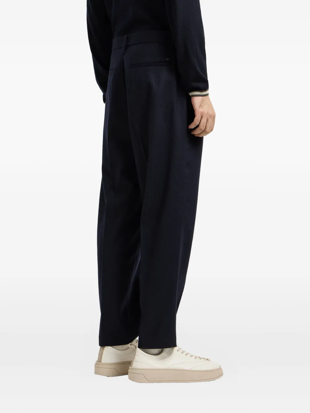 Emporio Armani Wollen broek met logoplakkaat Blauw